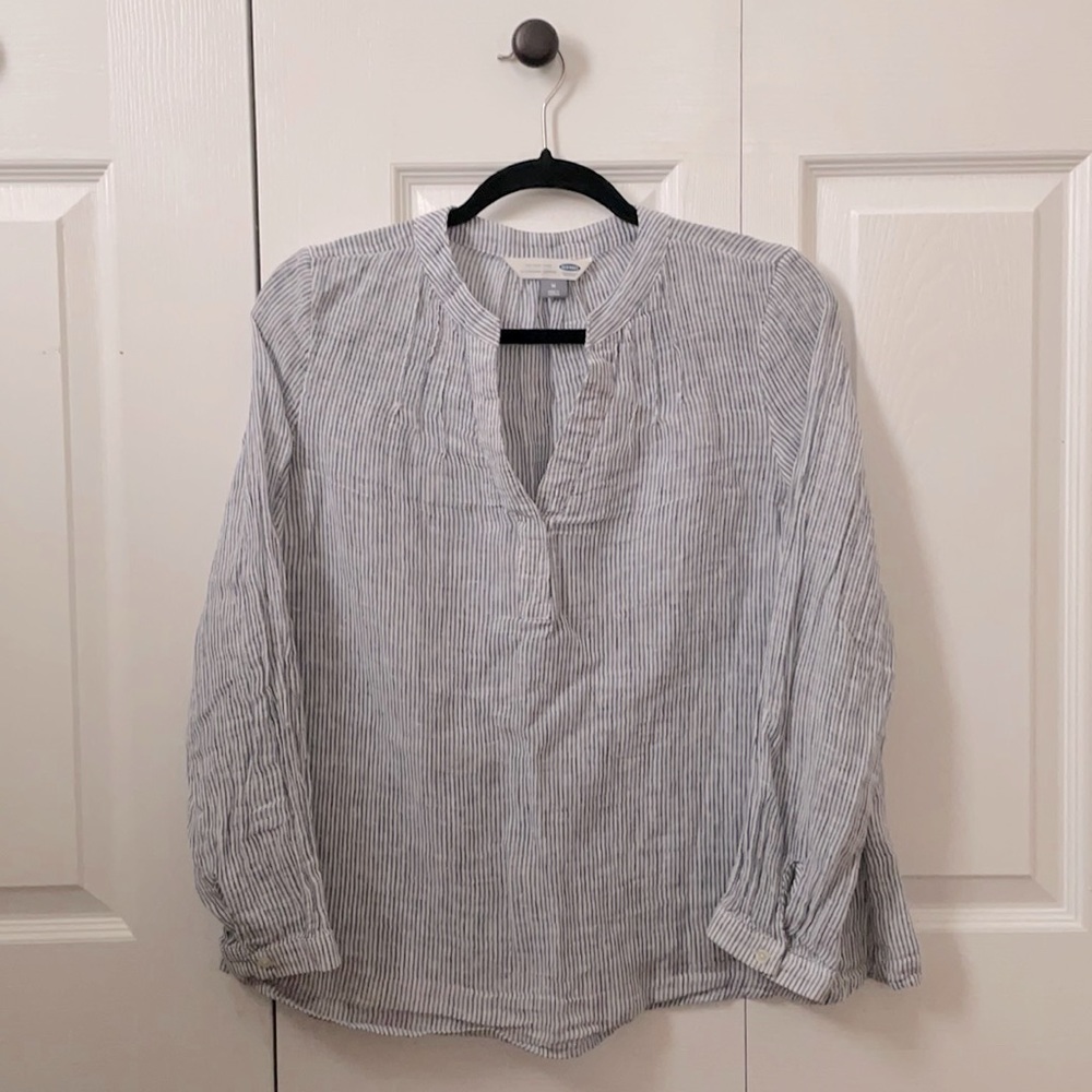Blue & White Striped Blouse.